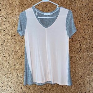 Soft colorblock pink and grey top